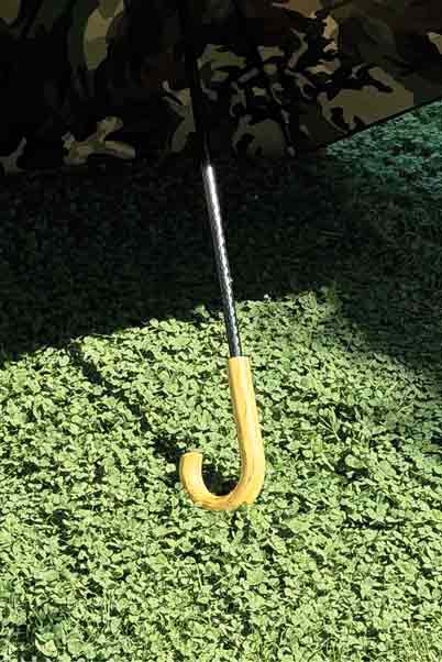 Sturdy Fiberglass Umbrella with Double Canopy and Wooden Handle