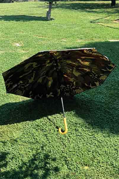 Sturdy Fiberglass Umbrella with Double Canopy and Wooden Handle
