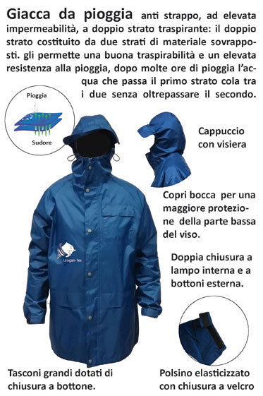 URAGAN-TEX double layer breathable rain jacket