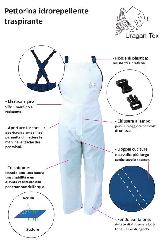 URAGAN-TEX breathable water-repellent WHITE dungarees